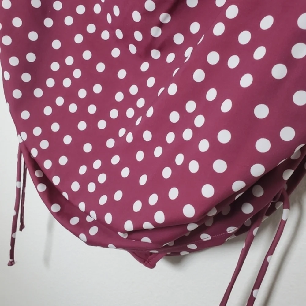 Swimsuits For All Women's Side Cinched Polka Dot Halter One‎ Piece Swimsuit